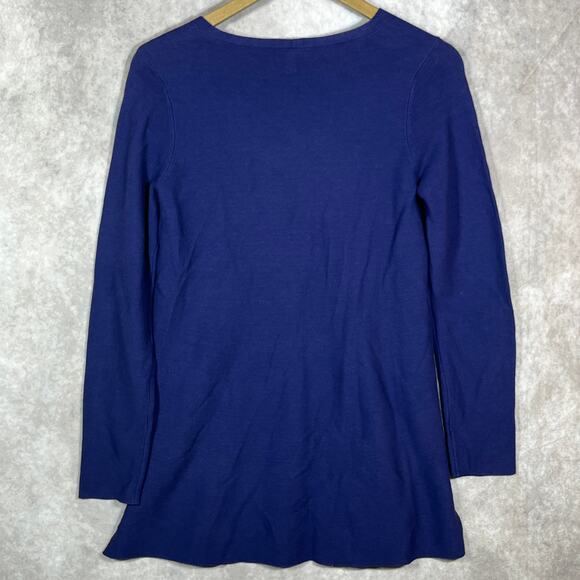 Eileen Fisher Sweater Womens Size XXS Blue Knit Long Sleeves V-Neck Tunic - Picture 4 of 8